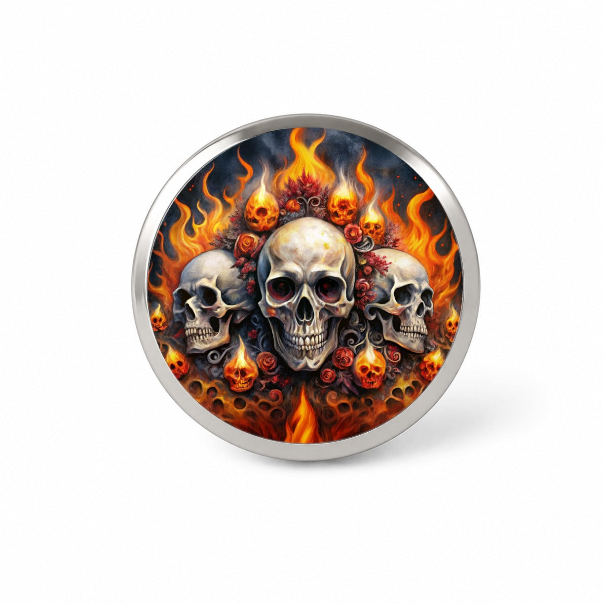 Gothic Skulls And Flames Watercolor Novelty Hat Backpack Lapel Pin