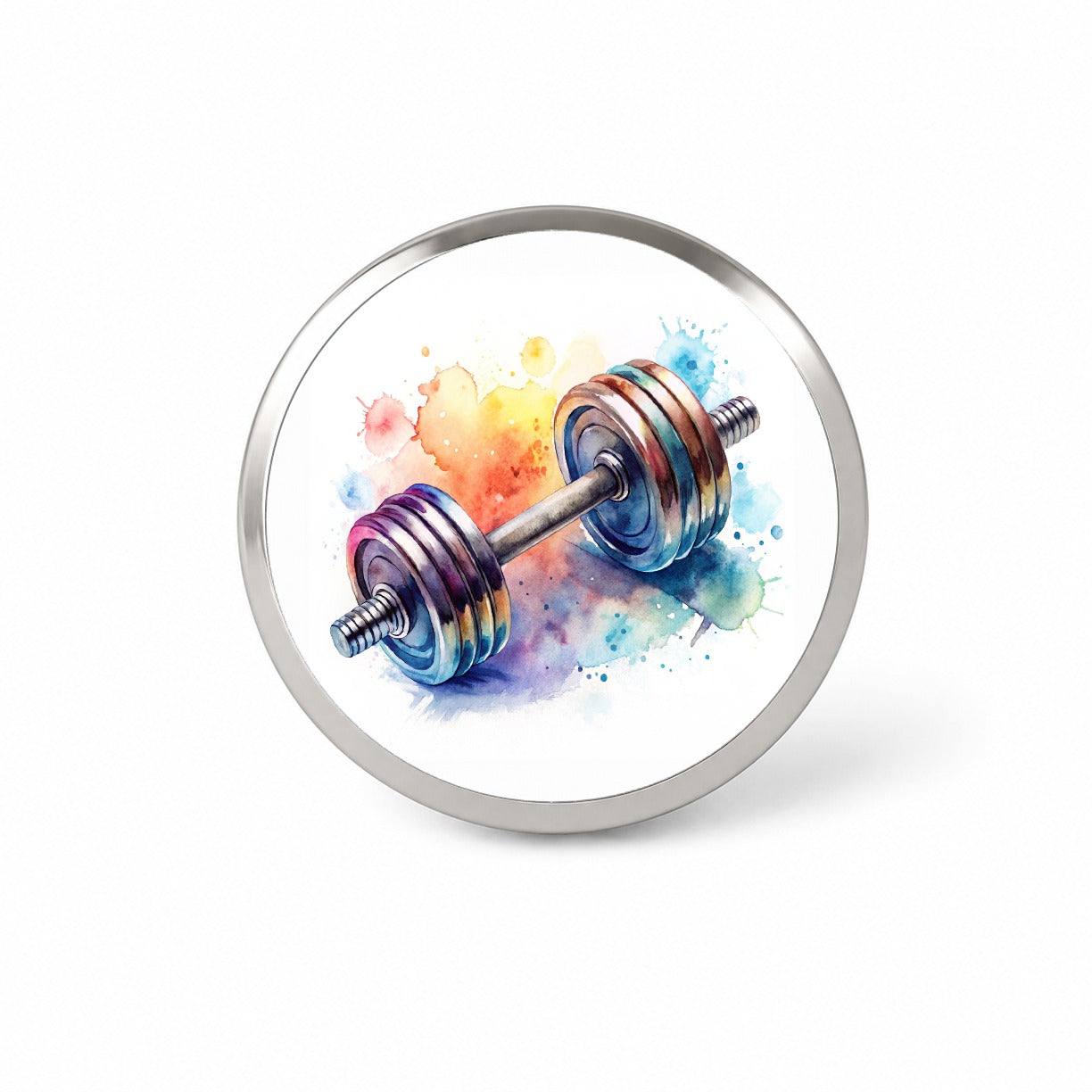 Gym Workout Dumbbells Weights Watercolor Novelty Hat Backpack Lapel Pin