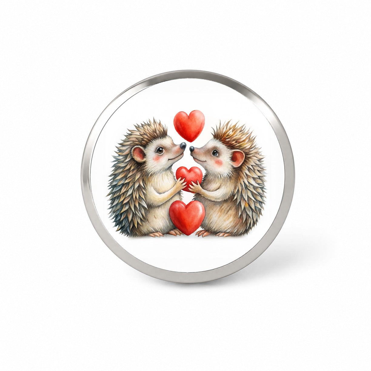 Hedgehogs In Love With Hearts Valentine's Day Novelty Hat Backpack Lapel Pin
