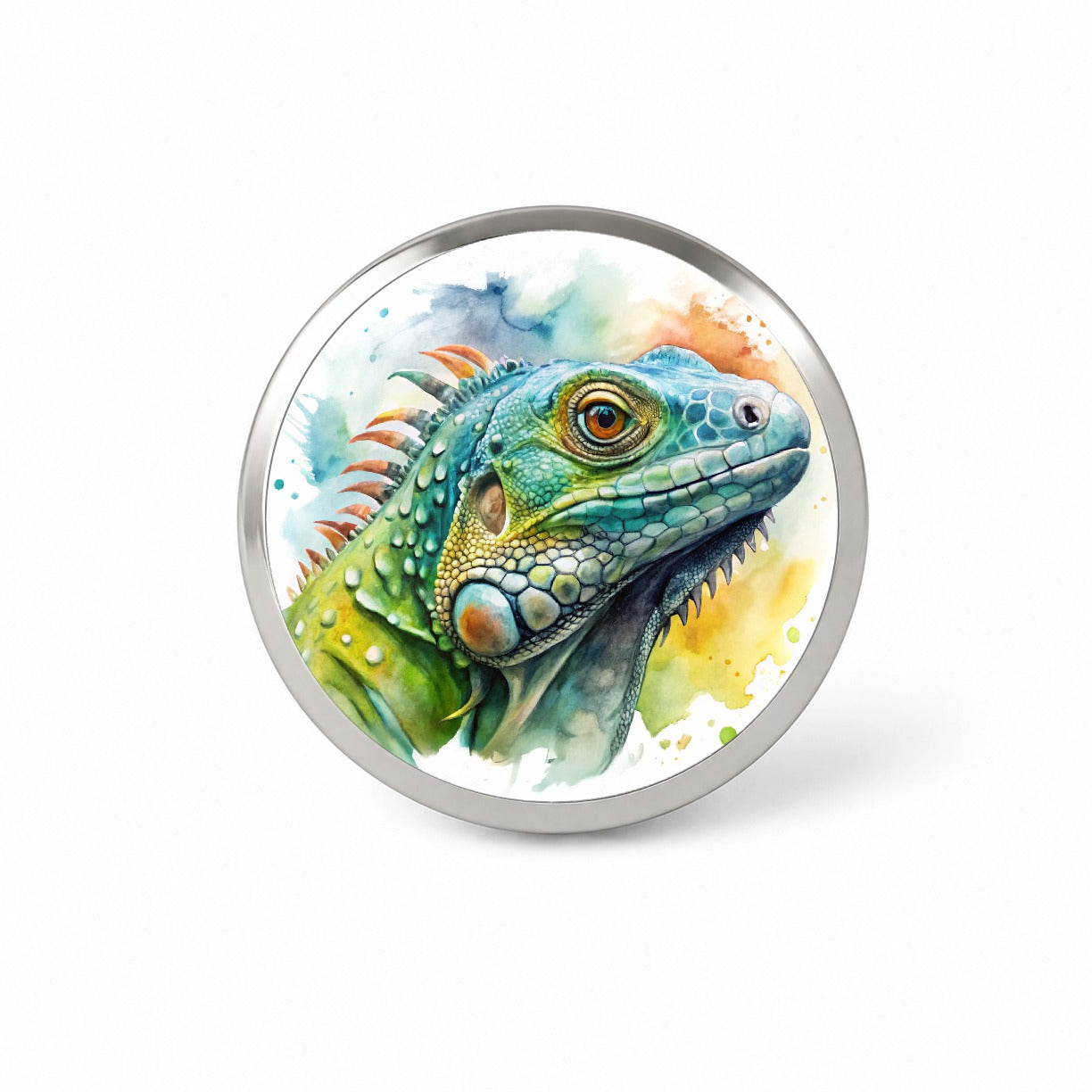 Iguana Lizard Face Profile Reptile Watercolor Novelty Hat Backpack Lapel Pin