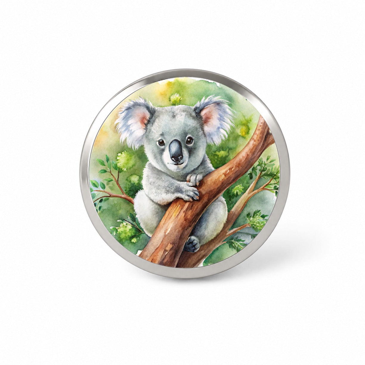 Koala In A Tree Watercolor Novelty Hat Backpack Lapel Pin