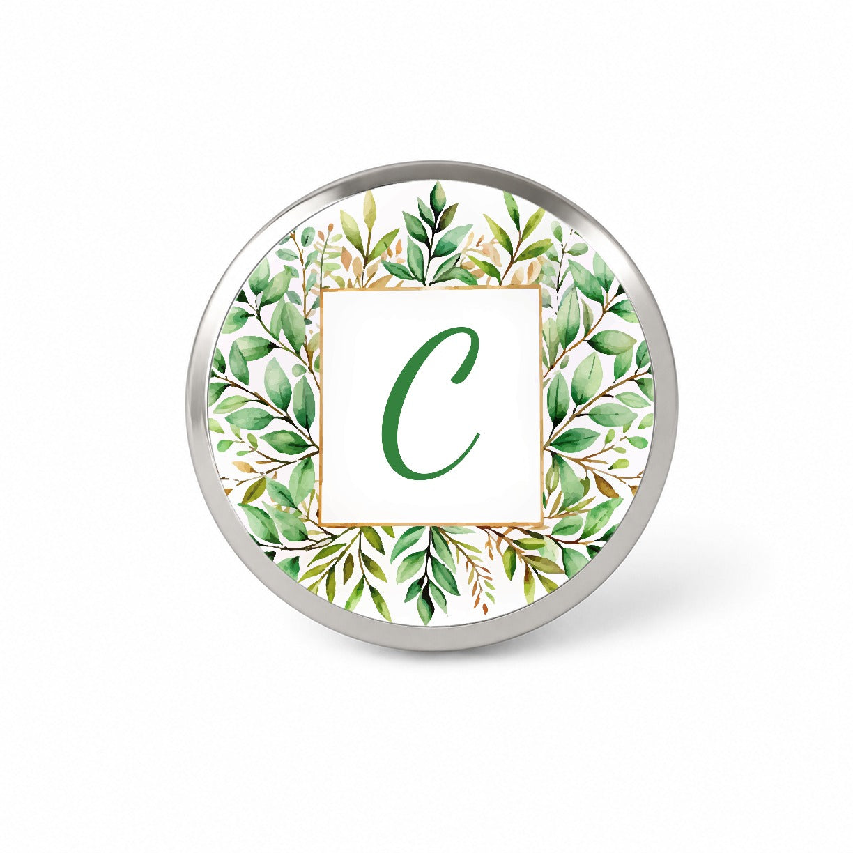 Letter C Initial Monogram Frame Leaf Novelty Hat Backpack Lapel Pin