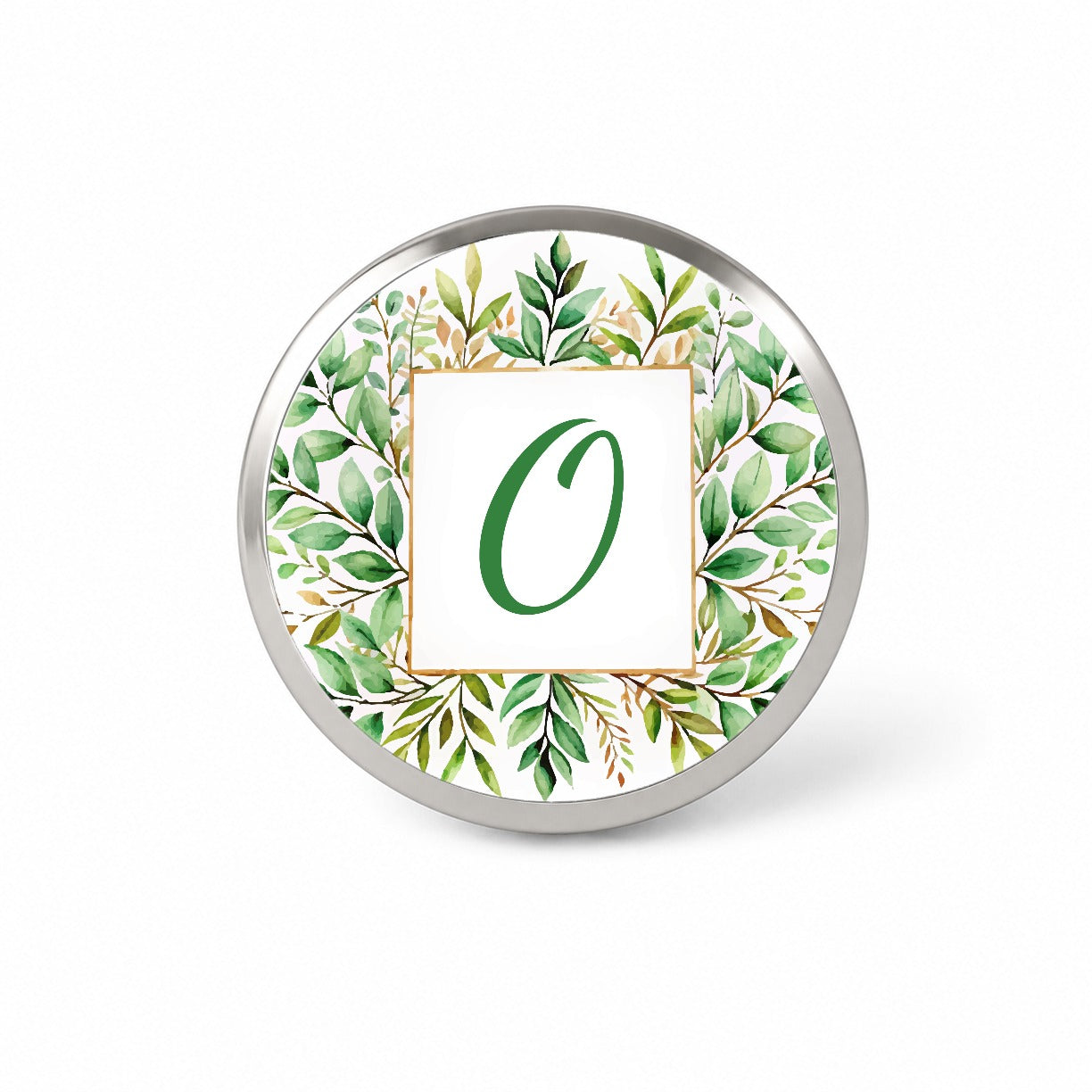 Letter O Initial Monogram Frame Leaf Novelty Hat Backpack Lapel Pin