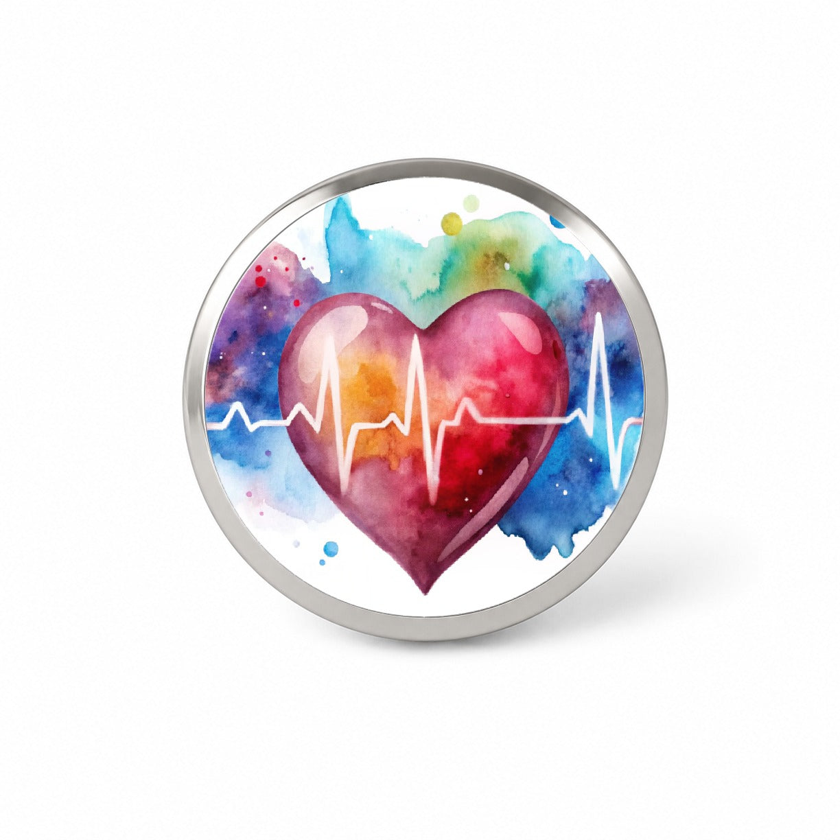 Life Pulse Heart Beat Doctor Nurse RN EMT Watercolor Novelty Hat Backpack Lapel Pin
