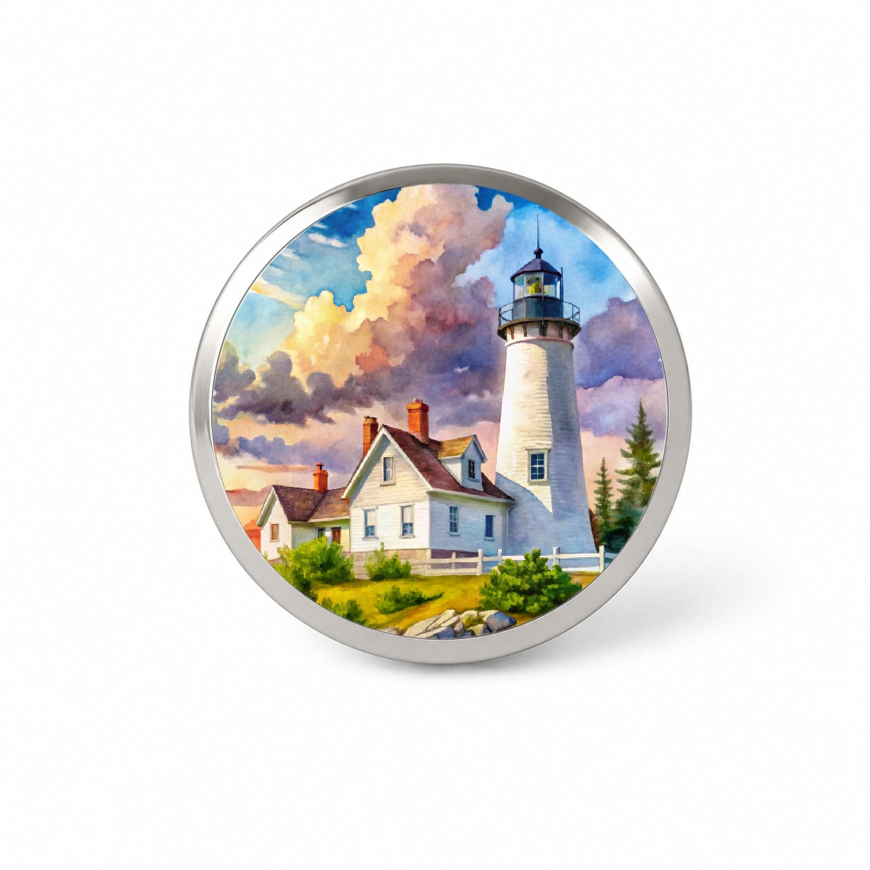 Lighthouse Like Pemaquid Point Maine Watercolor Novelty Hat Backpack Lapel Pin