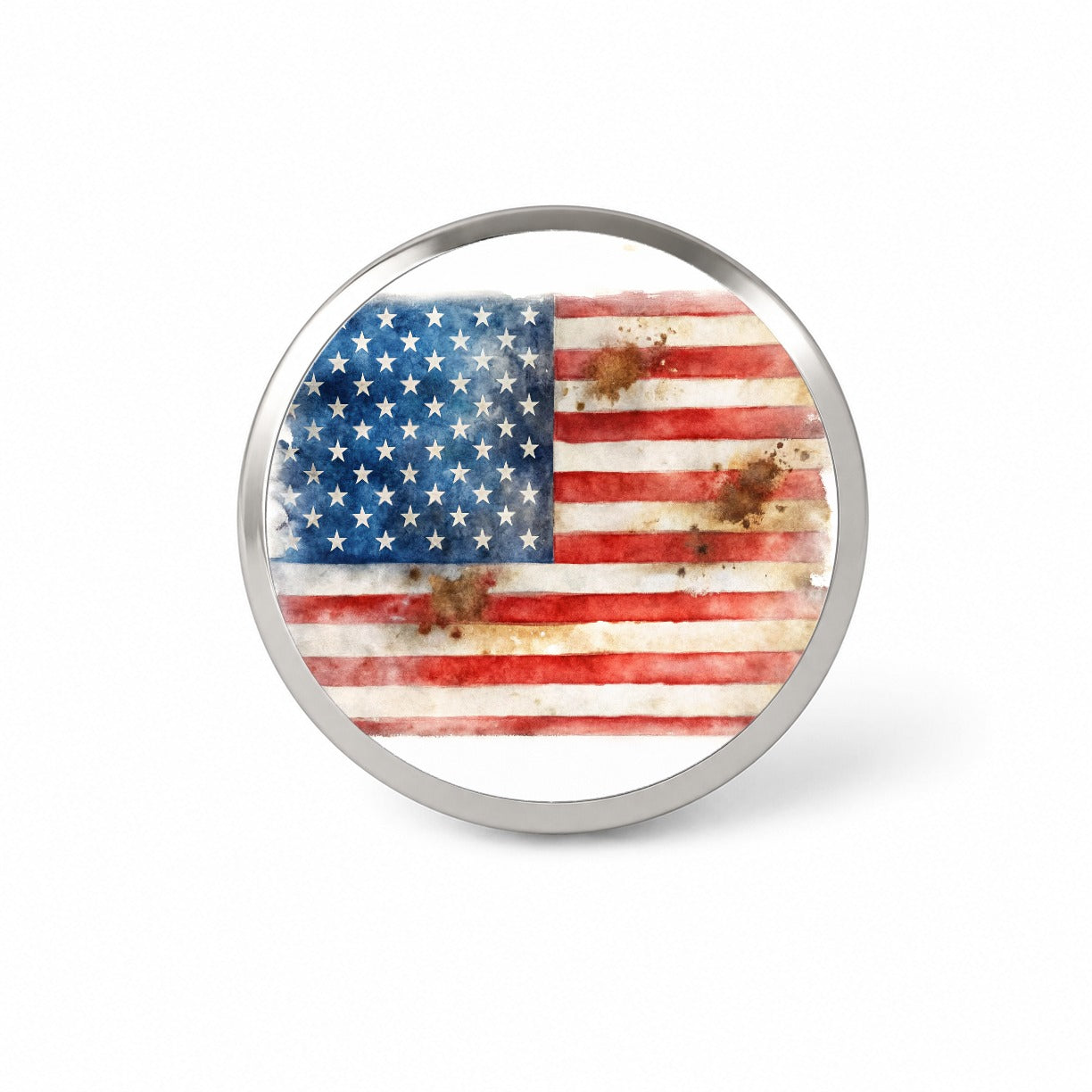 Patriotic Rustic Worn American Flag Watercolor Novelty Hat Backpack Lapel Pin