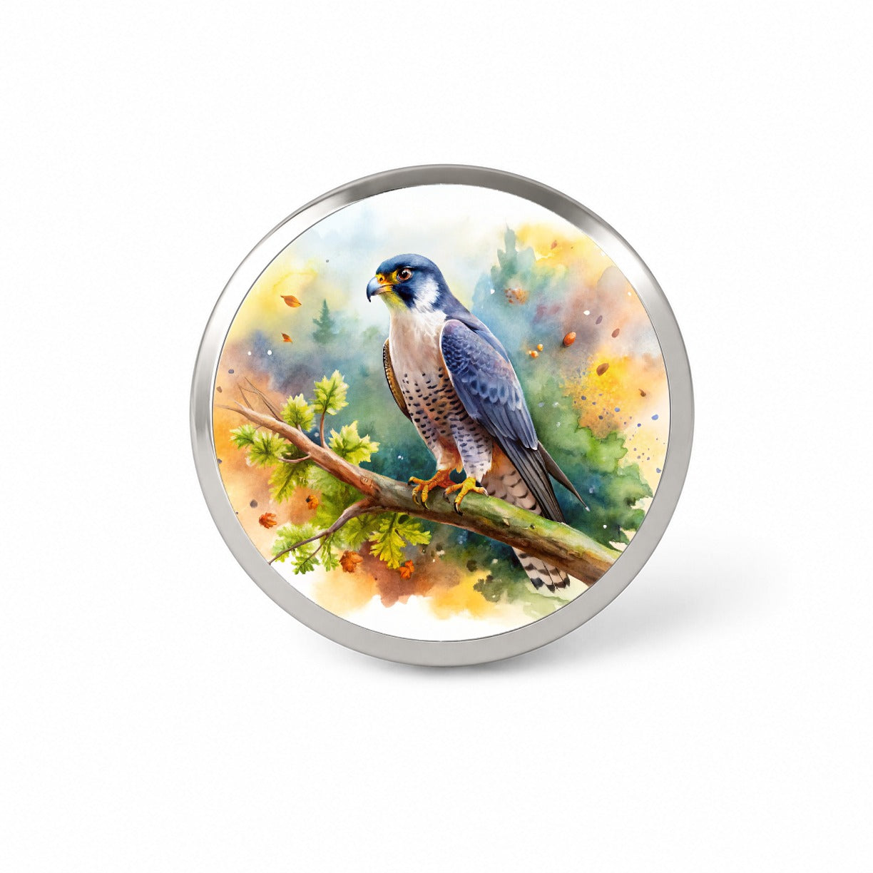 Peregrine Falcon Raptor Bird Of Prey In Tree Watercolor Novelty Hat Backpack Lapel Pin