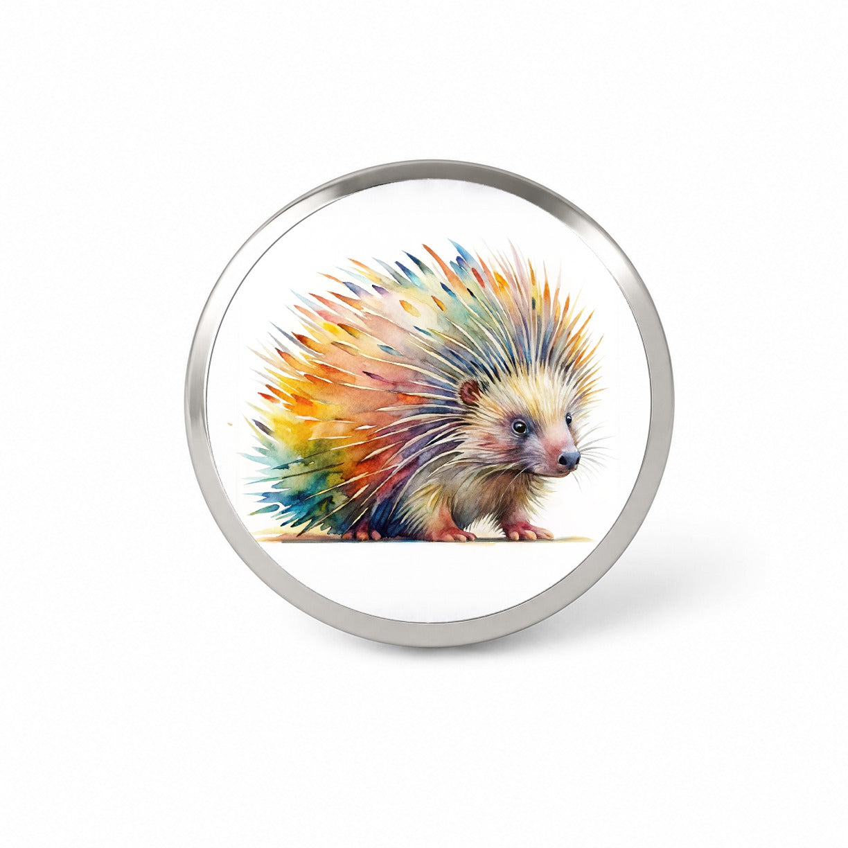 Porcupine Colorful Rainbow Watercolor Novelty Hat Backpack Lapel Pin