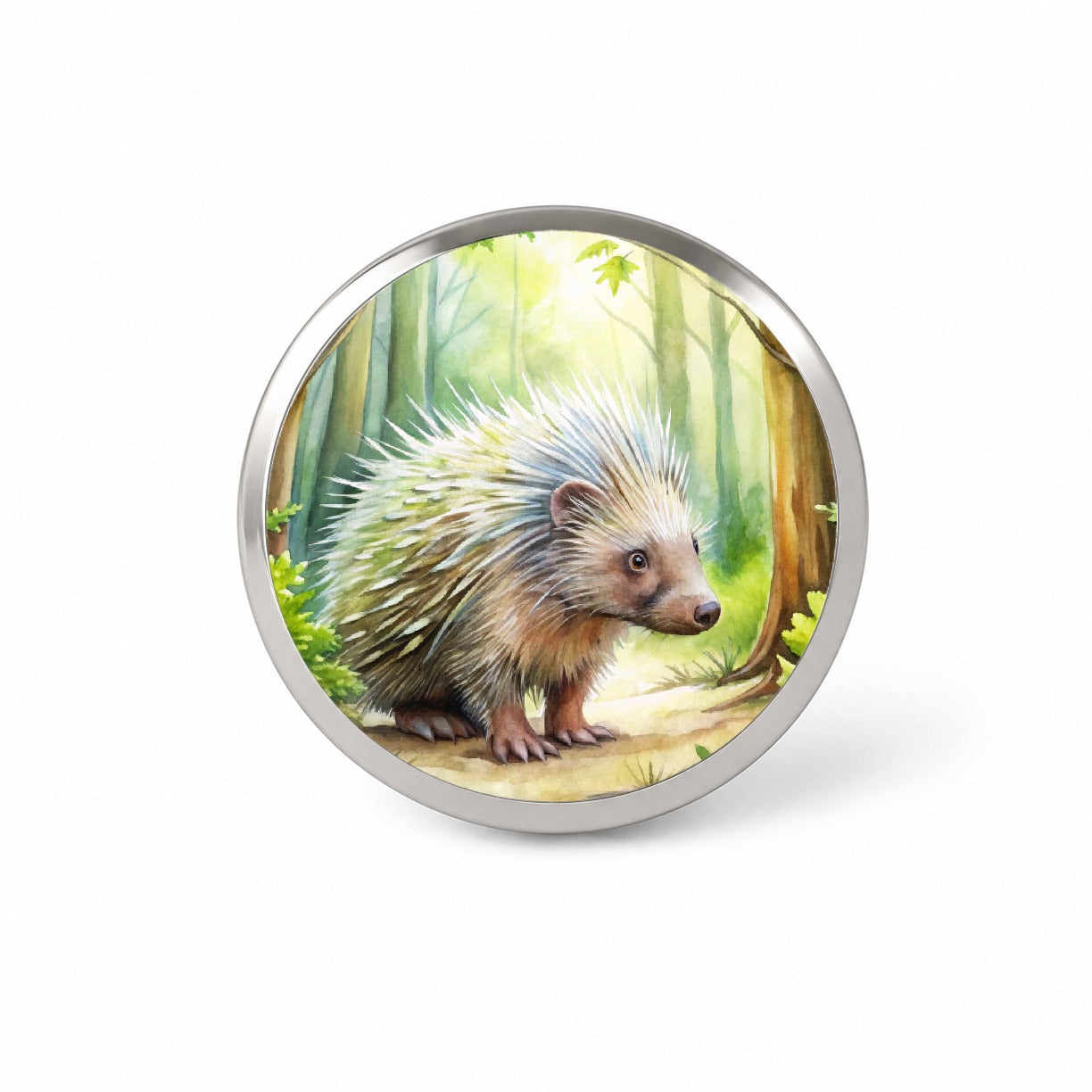 Porcupine In The Forest Watercolor Novelty Hat Backpack Lapel Pin