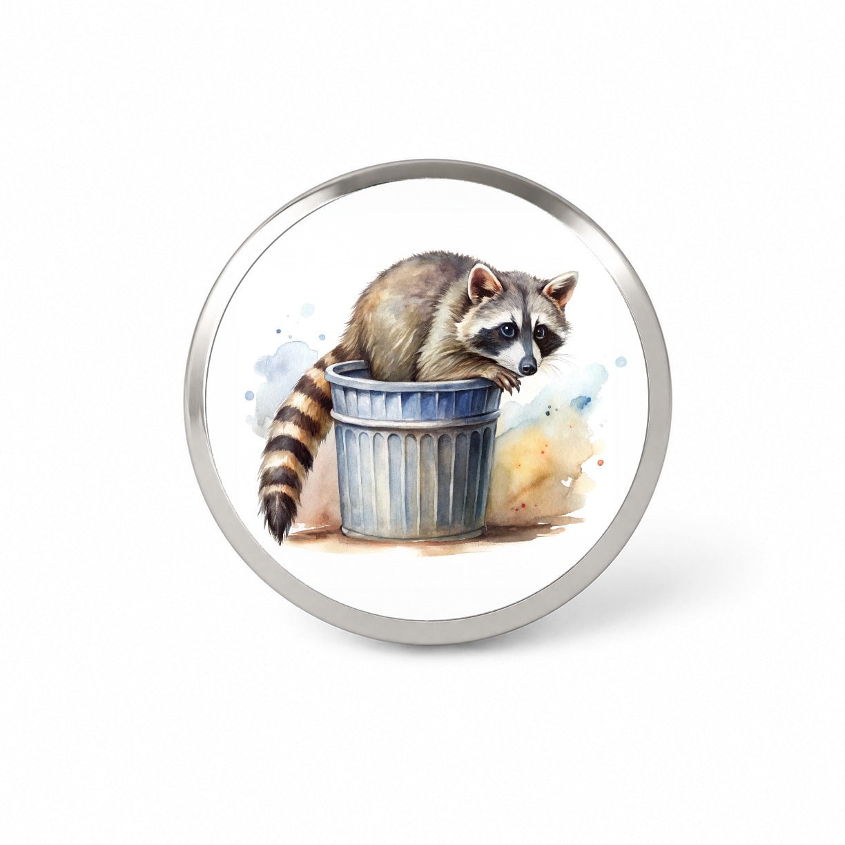 Raccoon In A Trash Can Panda Watercolor Novelty Hat Backpack Lapel Pin