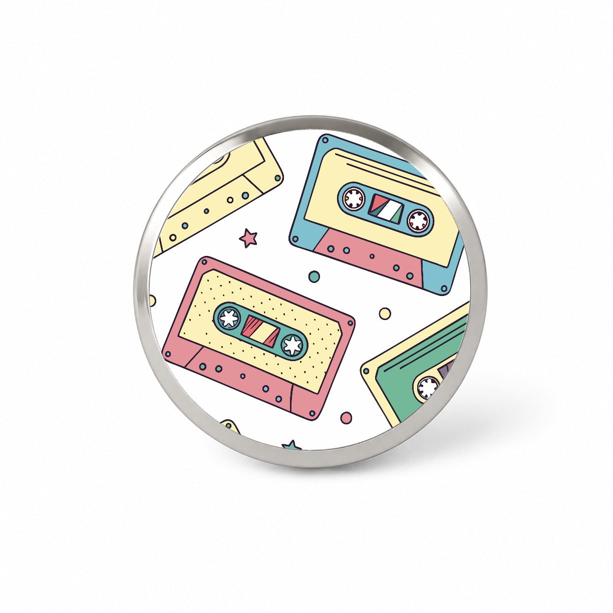 Scattered Cassette Tapes Novelty Hat Backpack Lapel Pin