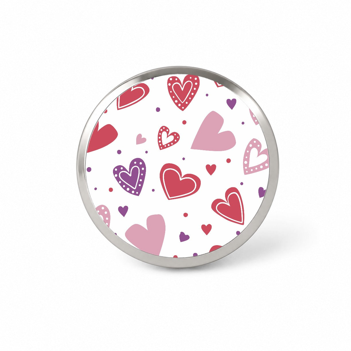 Scattered Hearts Bright Red Pink Purple Love Novelty Hat Backpack Lapel Pin