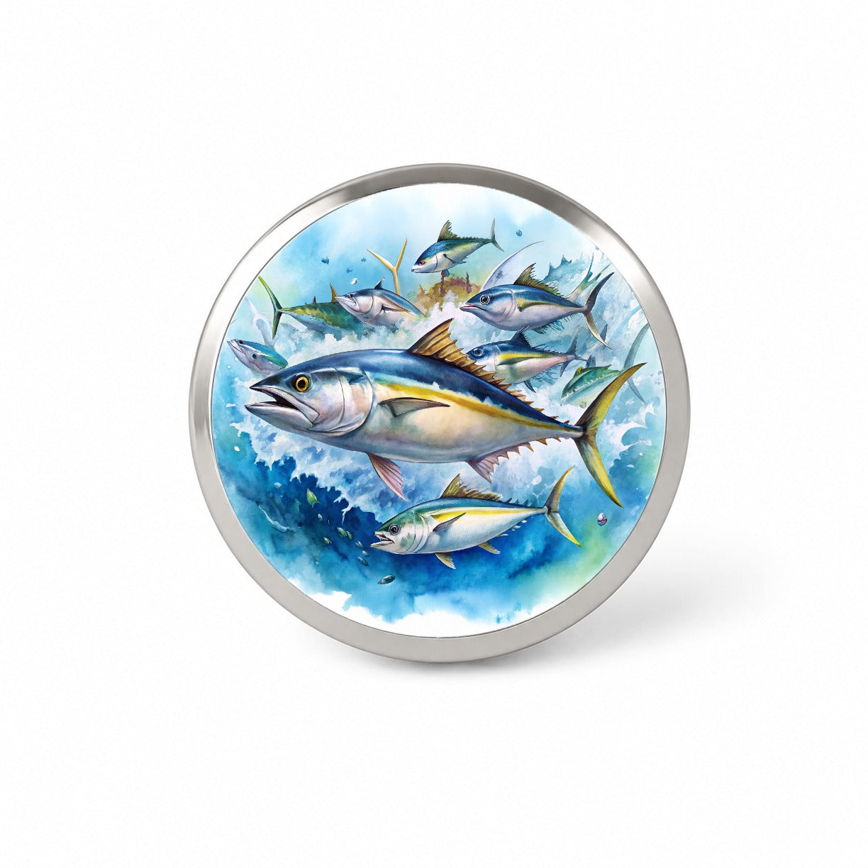 School Of Tuna Deep Sea Sport Fishing Watercolor Novelty Hat Backpack Lapel Pin
