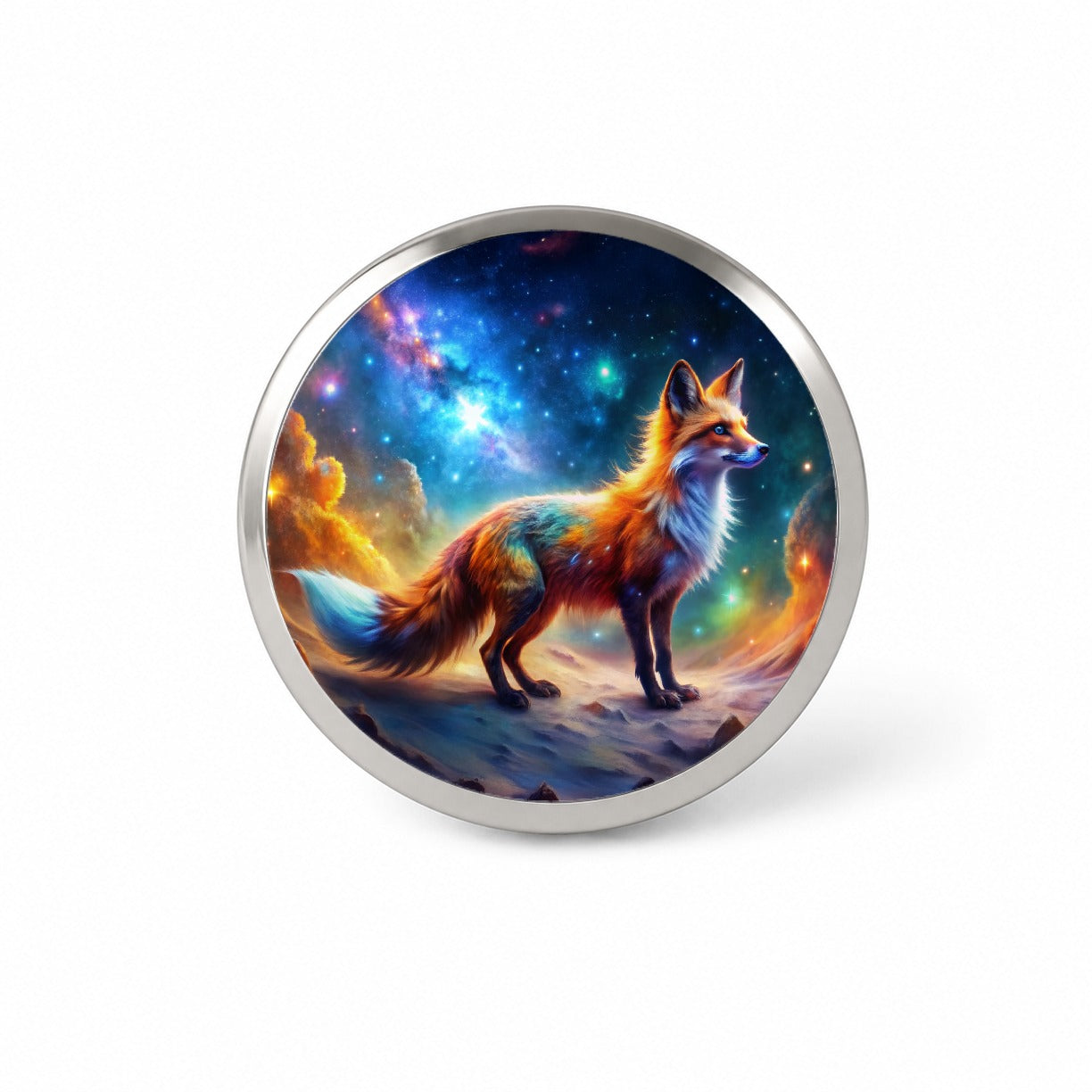 Sci-fi Fantasy Fox In Space Nebula Background Novelty Hat Backpack Lapel Pin