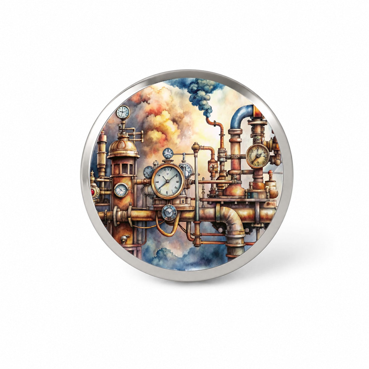 Sci-fi Steampunk Pipes Steam Gauges Watercolor Novelty Hat Backpack Lapel Pin