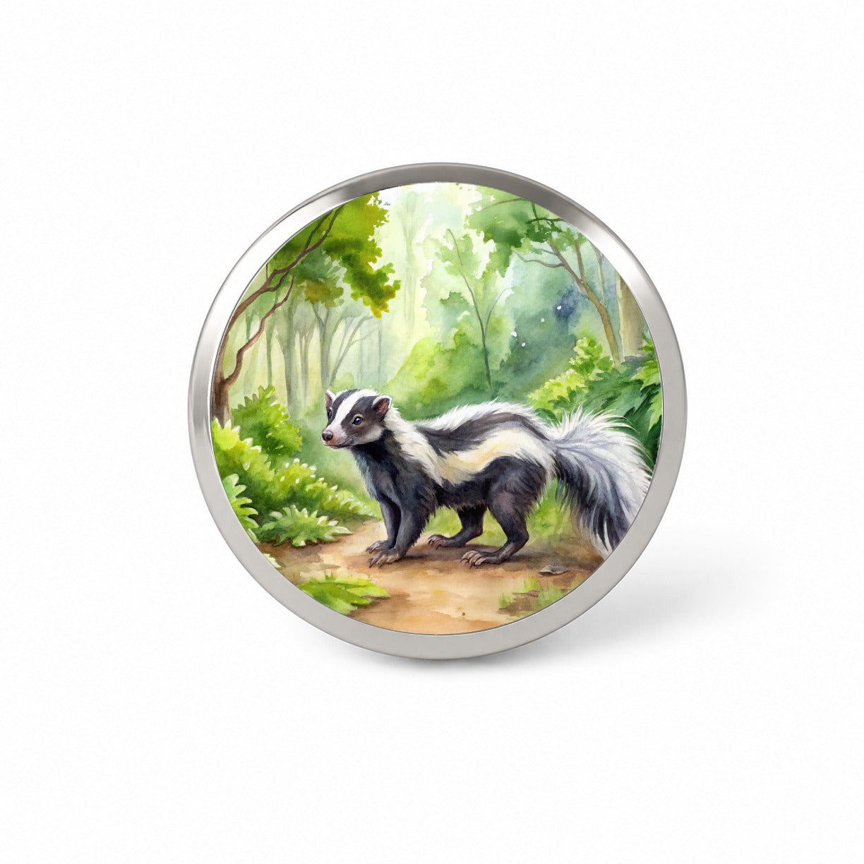 Skunk In The Forest Watercolor Novelty Hat Backpack Lapel Pin