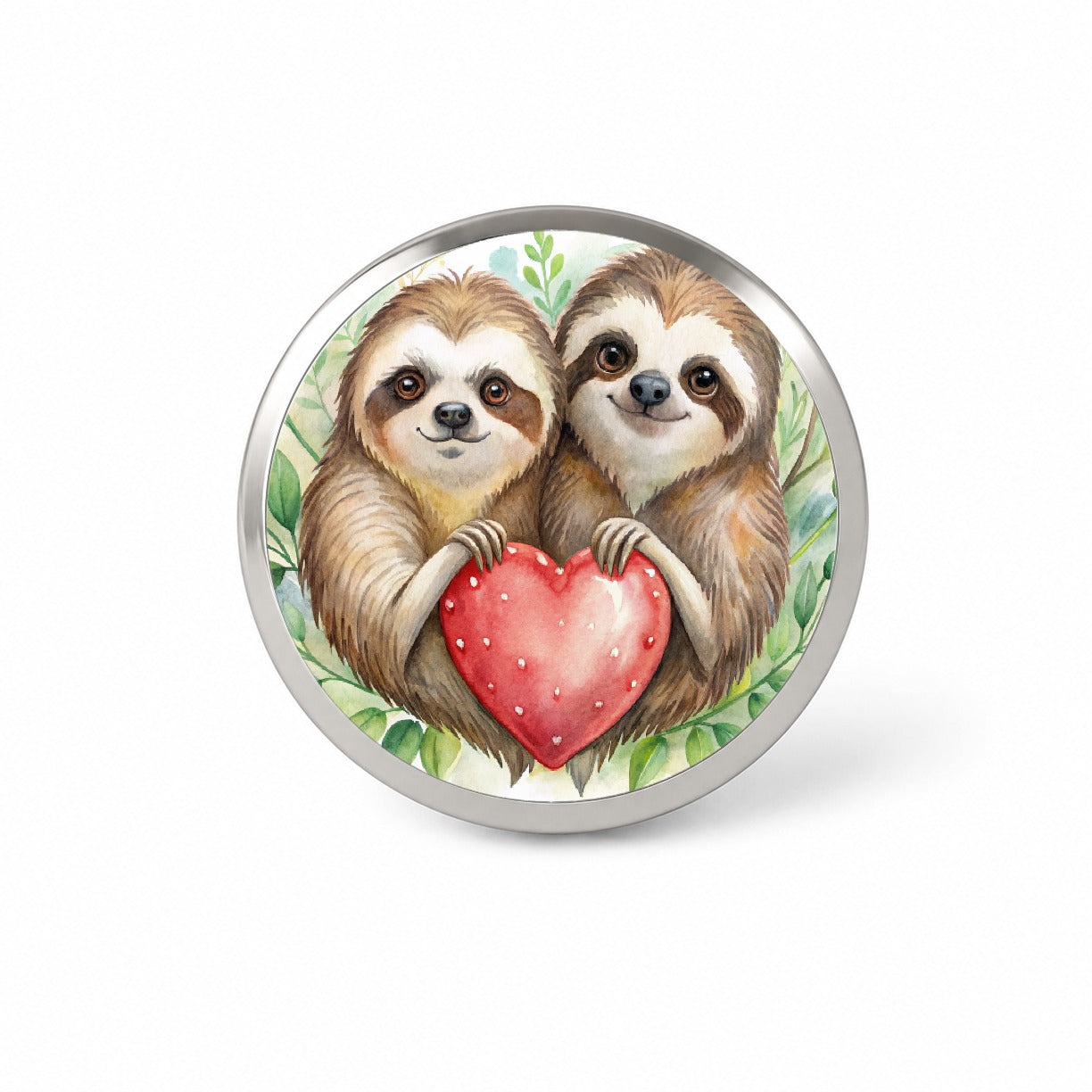 Sloths In Love Hearts Valentine's Day Novelty Hat Backpack Lapel Pin