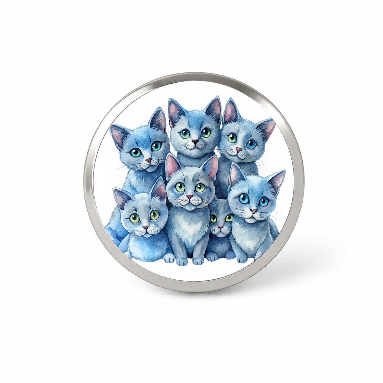 Sweet Russian Blue Cats Novelty Hat Backpack Lapel Pin