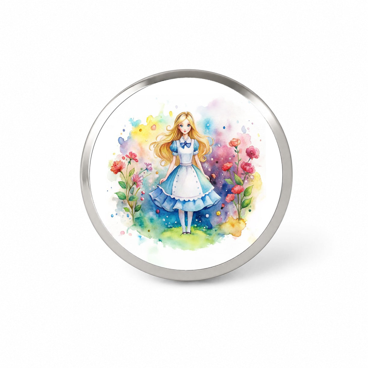 Alice In Wonderland Watercolor Novelty Hat Backpack Lapel Pin