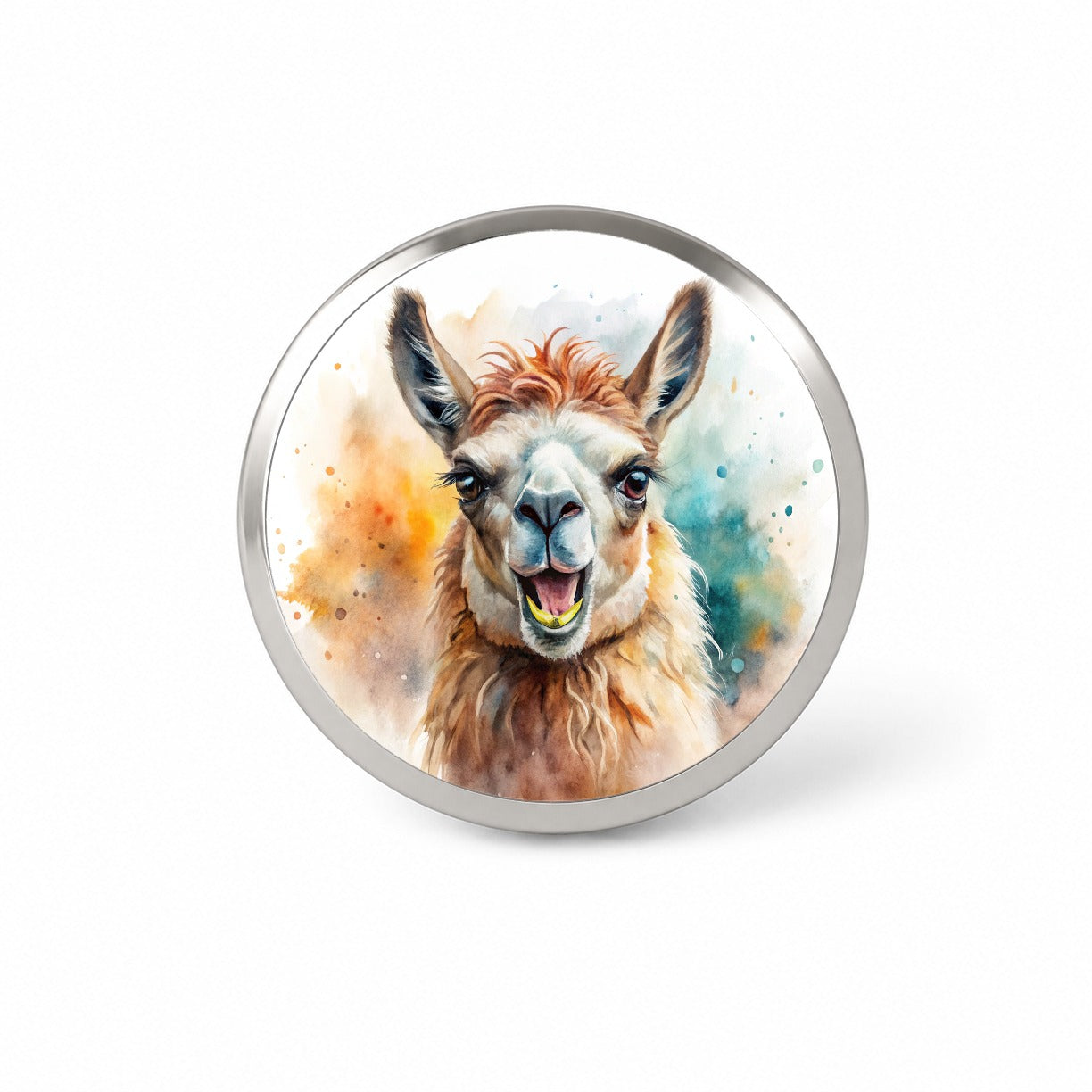Angry Llama Watercolor Novelty Hat Backpack Lapel Pin