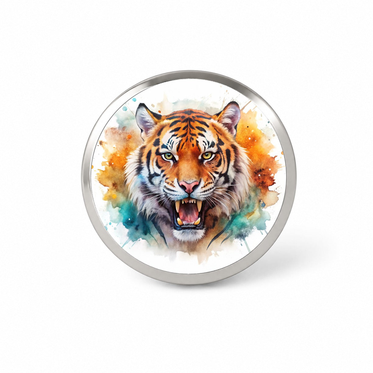 Angry Tiger Watercolor Novelty Hat Backpack Lapel Pin