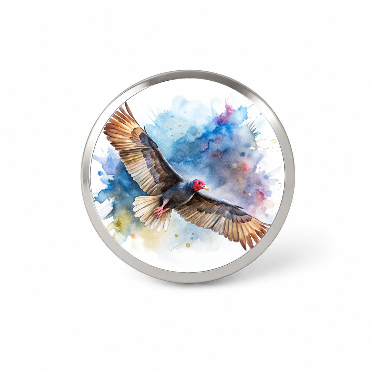 Black Turkey Vulture In Flight Watercolor Novelty Hat Backpack Lapel Pin