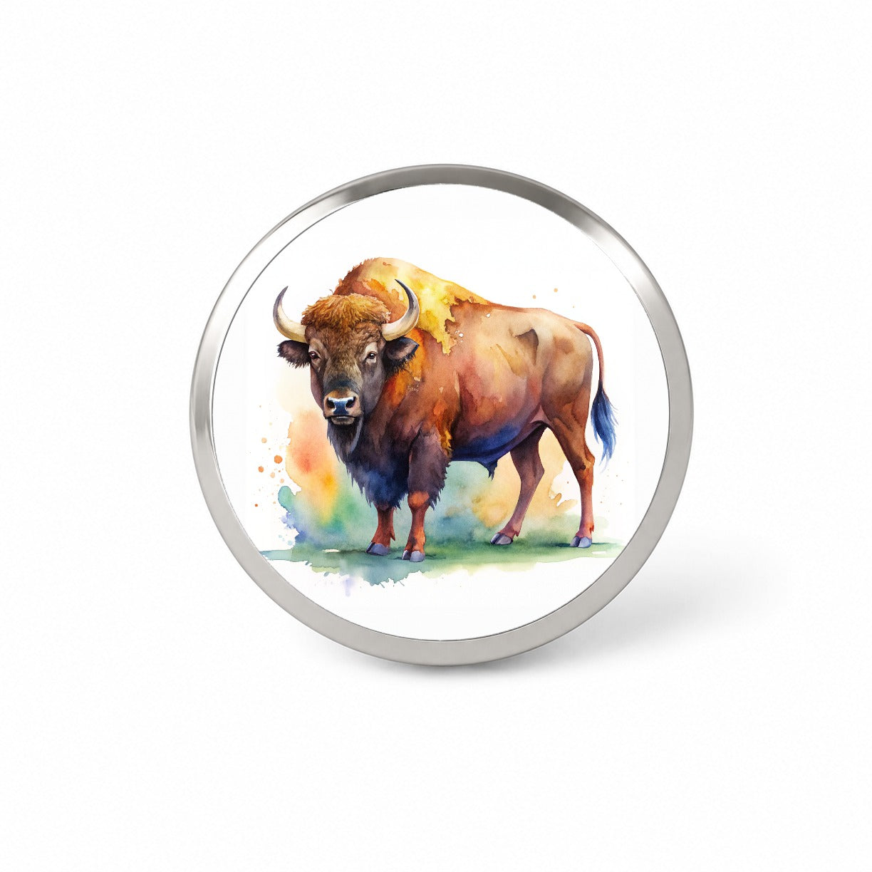 Buffalo Bison Watercolor Novelty Hat Backpack Lapel Pin