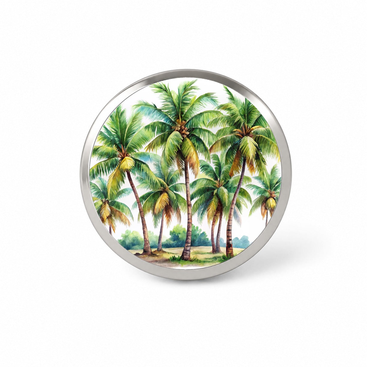 Coconut Trees Tropical Beach Watercolor Novelty Hat Backpack Lapel Pin