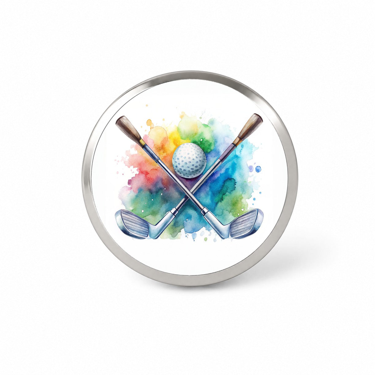 Crossed Golf Clubs And Ball Watercolor Novelty Hat Backpack Lapel Pin