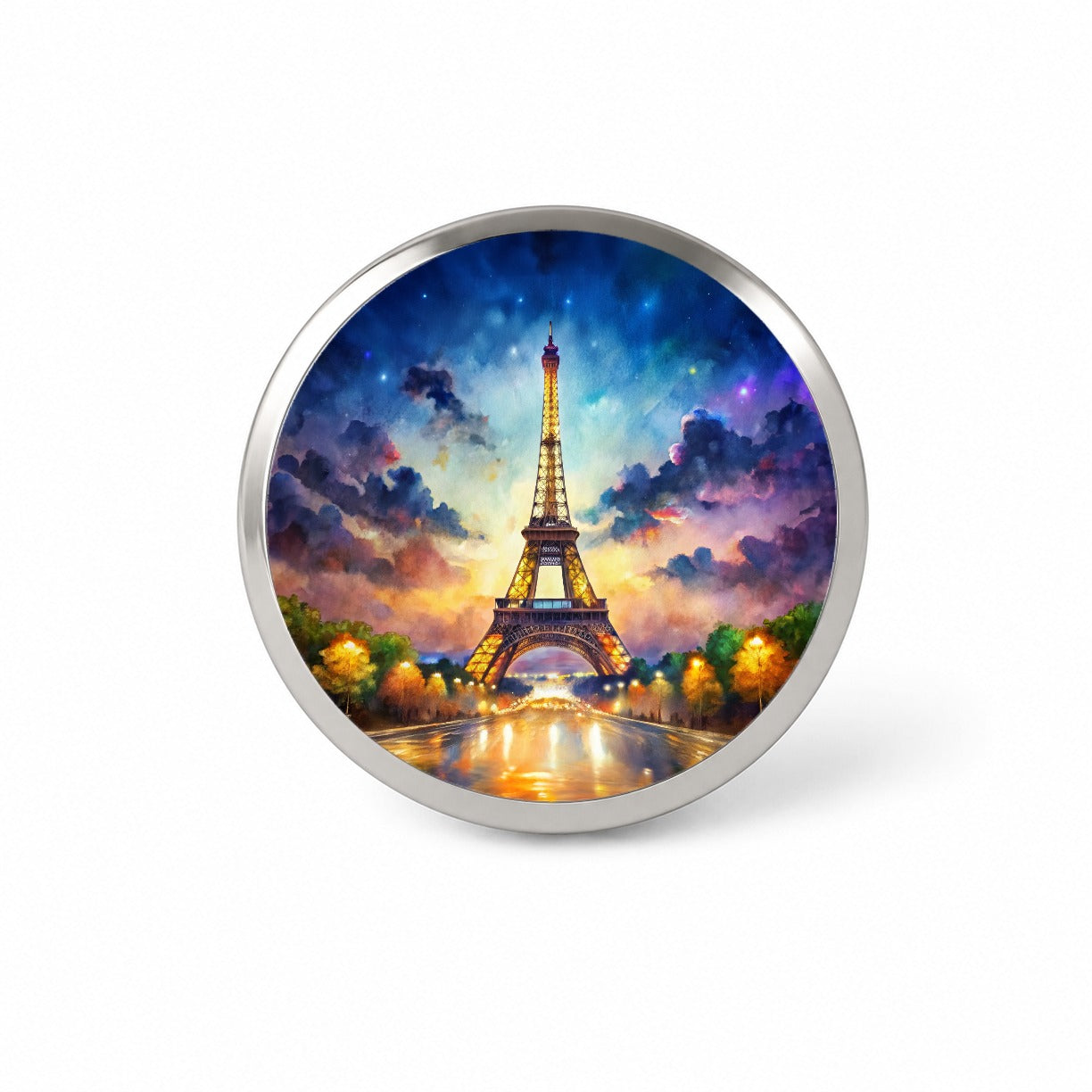Eiffel Tower At Night Watercolor Novelty Hat Backpack Lapel Pin