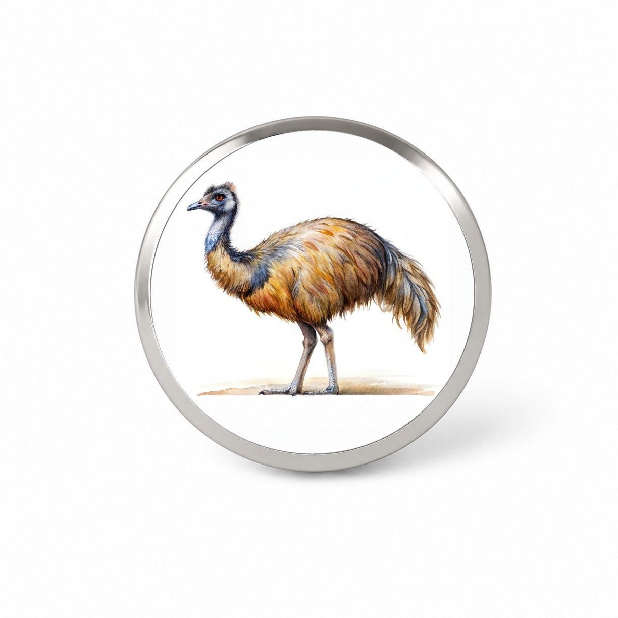Emu Standing Watercolor Novelty Hat Backpack Lapel Pin