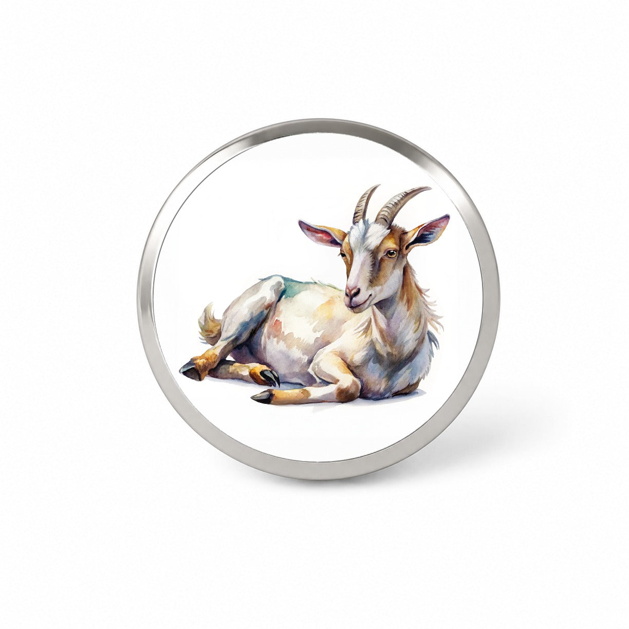 Fainting Goat Lying On Its Side Watercolor Novelty Hat Backpack Lapel Pin