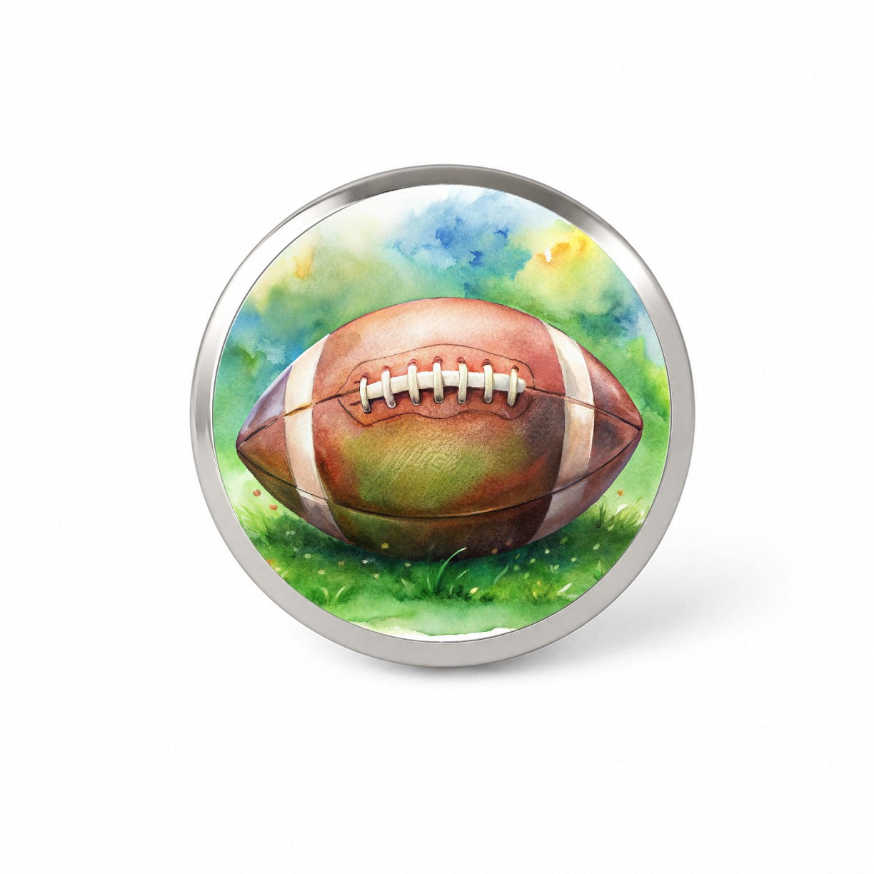 Football Ball On Field Watercolor Novelty Hat Backpack Lapel Pin