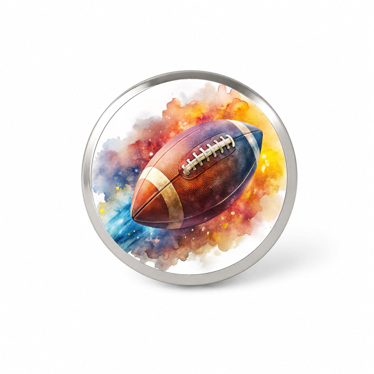 Football Rocketing Through The Air Watercolor Novelty Hat Backpack Lapel Pin