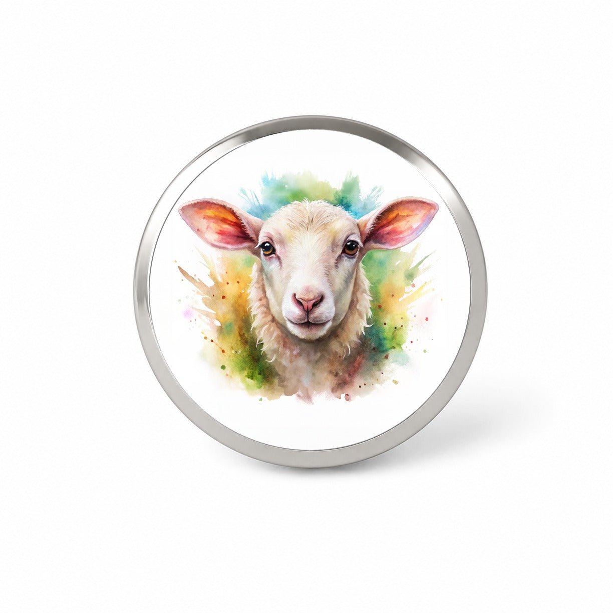 Lamb Face Watercolor Novelty Hat Backpack Lapel Pin