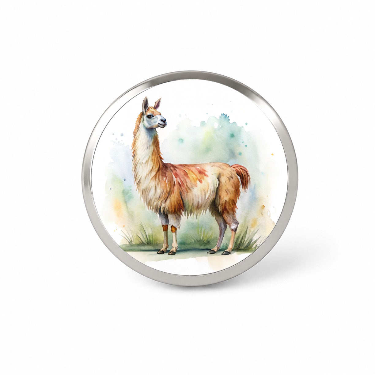 Llama Standing Watercolor Novelty Hat Backpack Lapel Pin