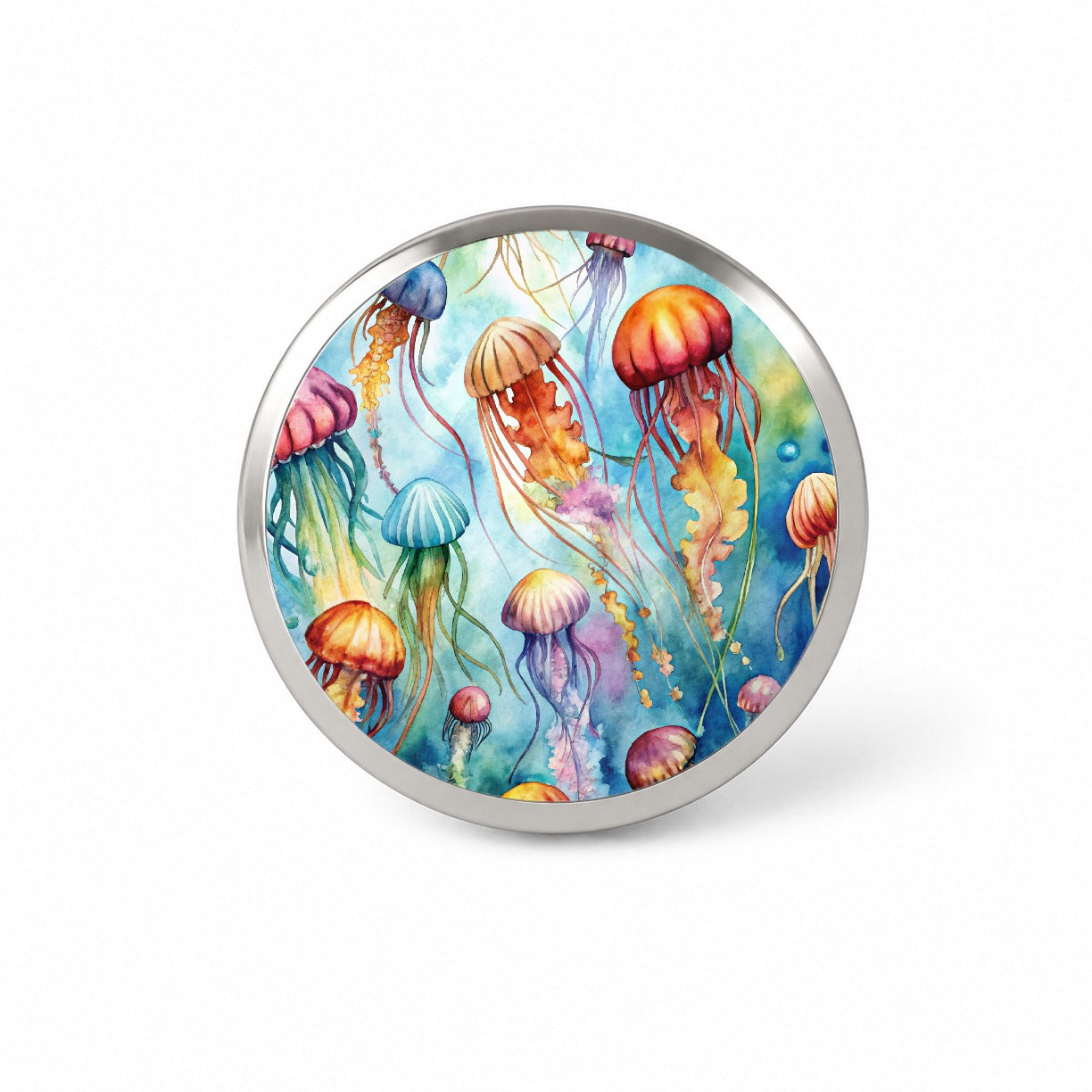 Lots Of Jellyfish Underwater Watercolor Novelty Hat Backpack Lapel Pin