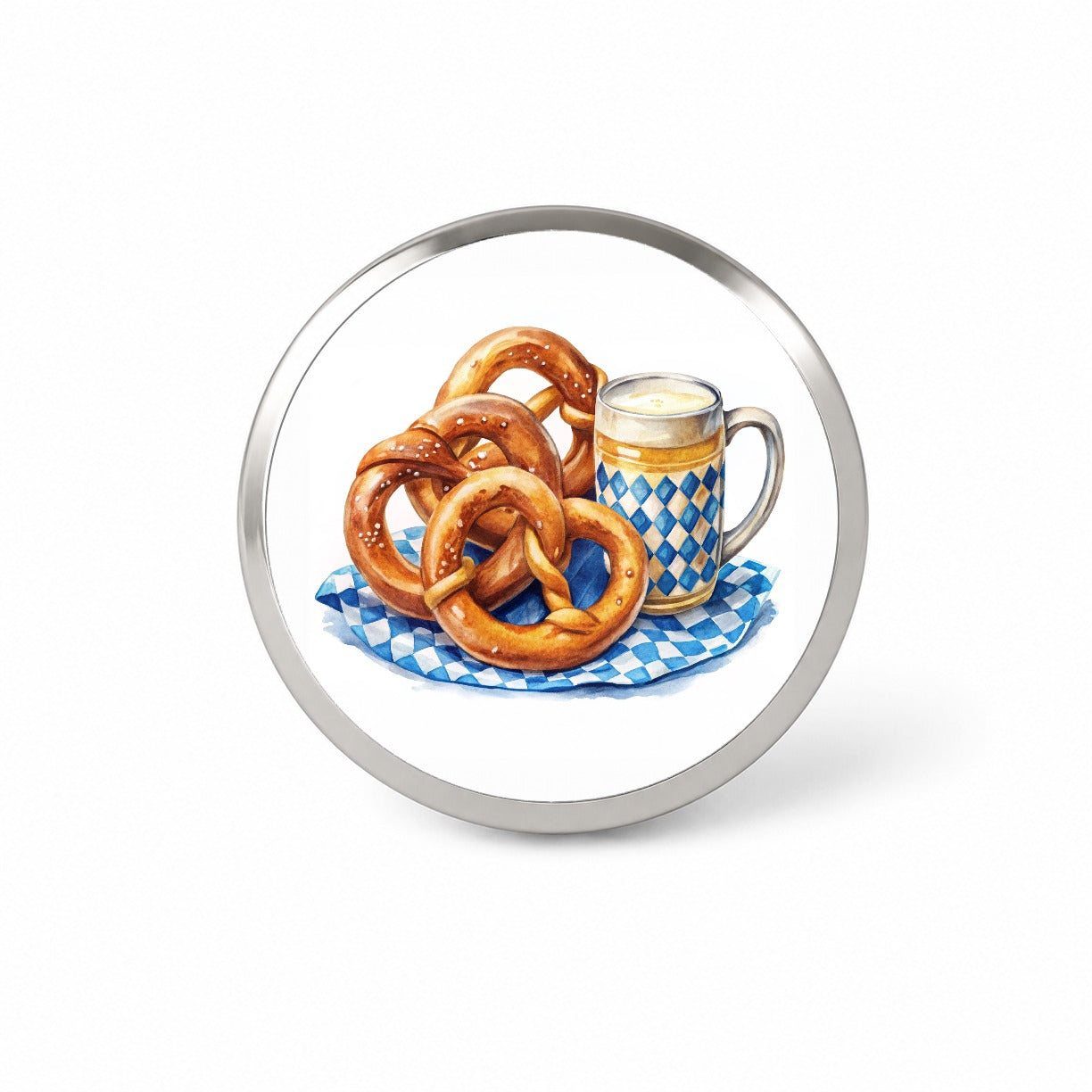 Oktoberfest German Pretzels Watercolor Novelty Hat Backpack Lapel Pin