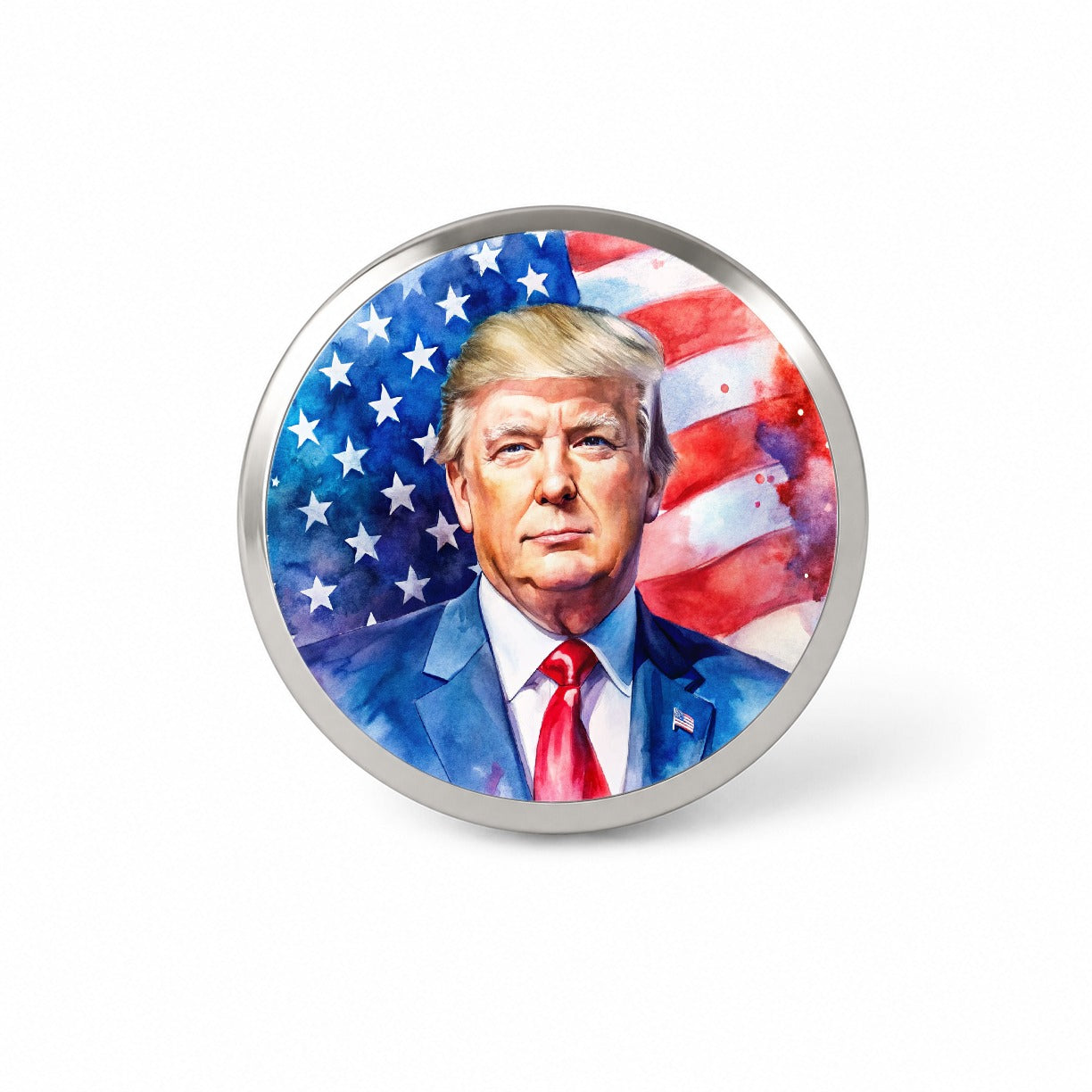 Patriotic Donald Trump American Flag Background Watercolor Novelty Hat Backpack Lapel Pin