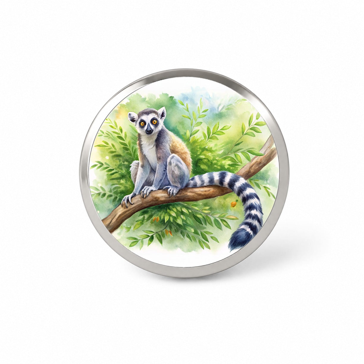 Ring-Tailed Lemur In Tree Watercolor Novelty Hat Backpack Lapel Pin
