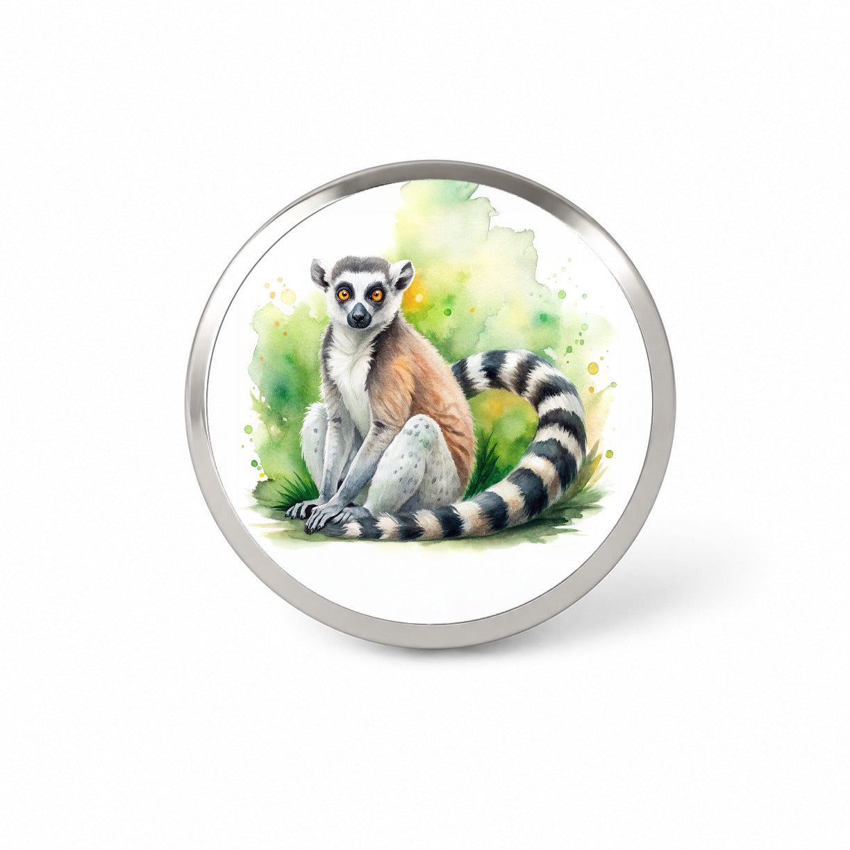 Ring-Tailed Lemur Watercolor Novelty Hat Backpack Lapel Pin