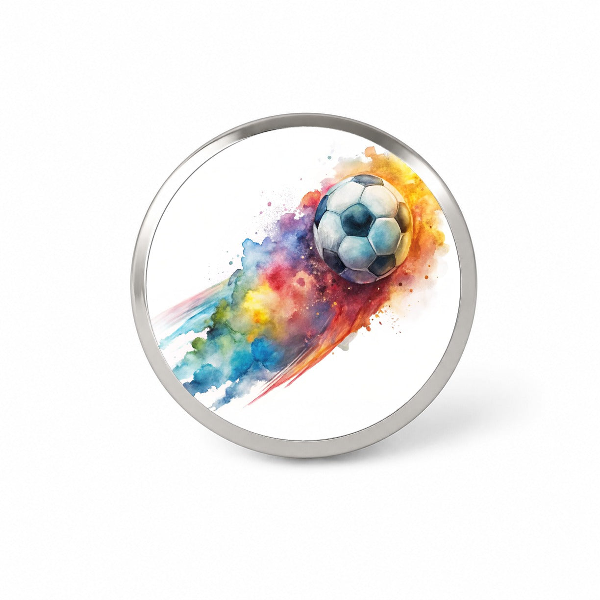 Soccer Ball Rocketing Through The Air Watercolor Novelty Hat Backpack Lapel Pin