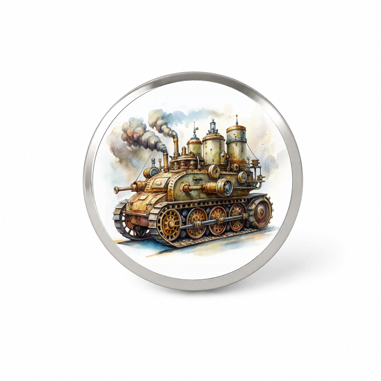Steampunk Steam Engine Tank Fantasy Sci-fi Novelty Hat Backpack Lapel Pin