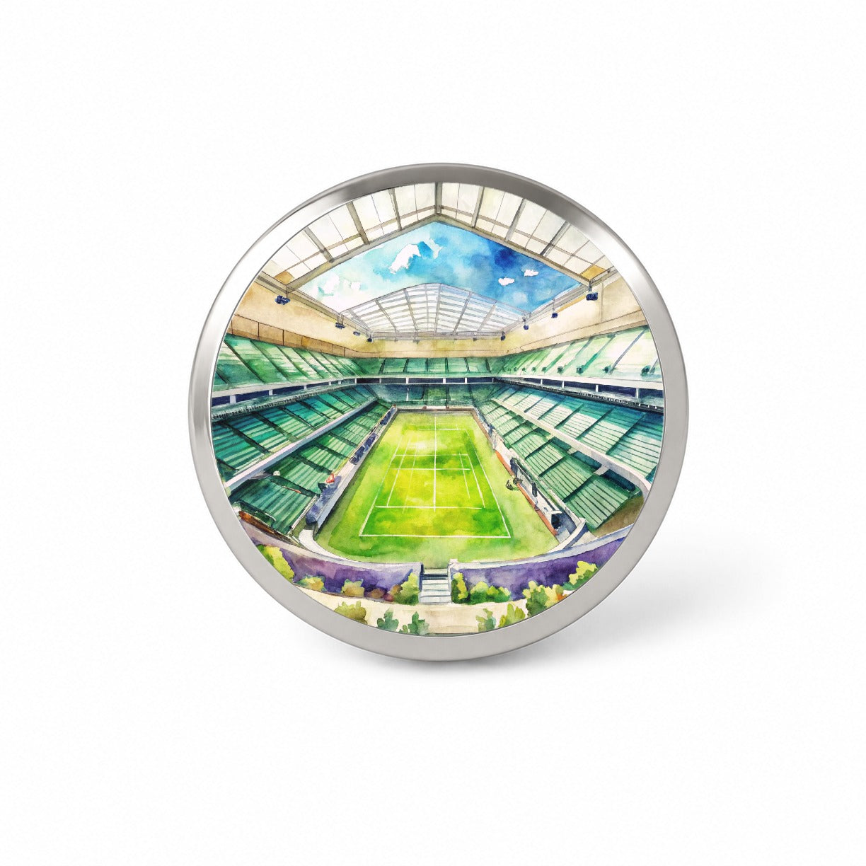 Tennis Stadium Center Court Watercolor Novelty Hat Backpack Lapel Pin