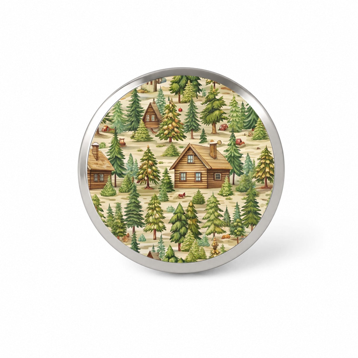 Log Cabin In Forest Pattern Novelty Hat Backpack Lapel Pin