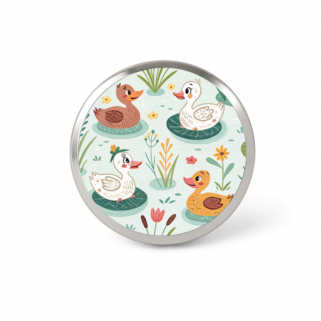 Cute Ducks In Pond Novelty Hat Backpack Lapel Pin