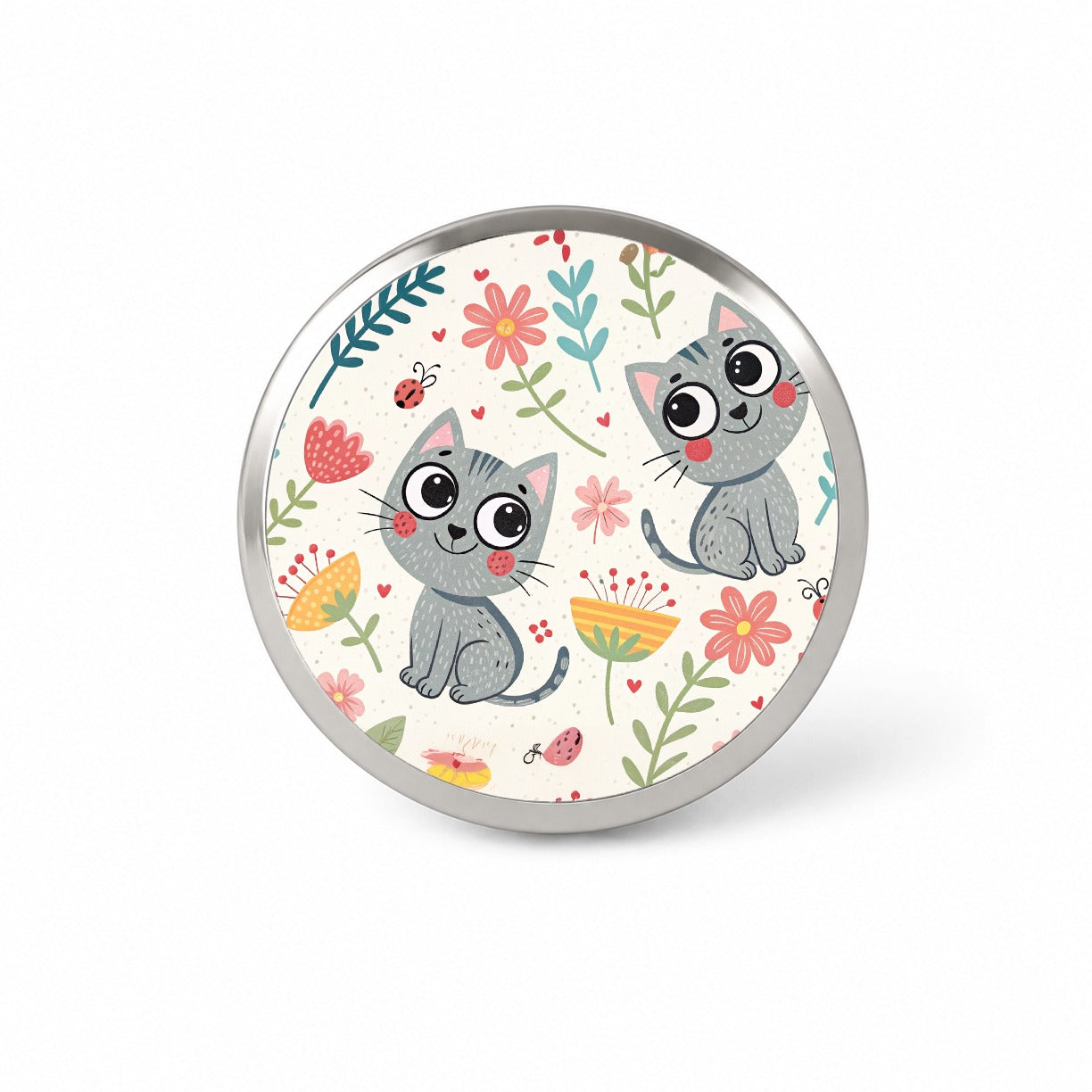 Cute Gray Cats Novelty Hat Backpack Lapel Pin