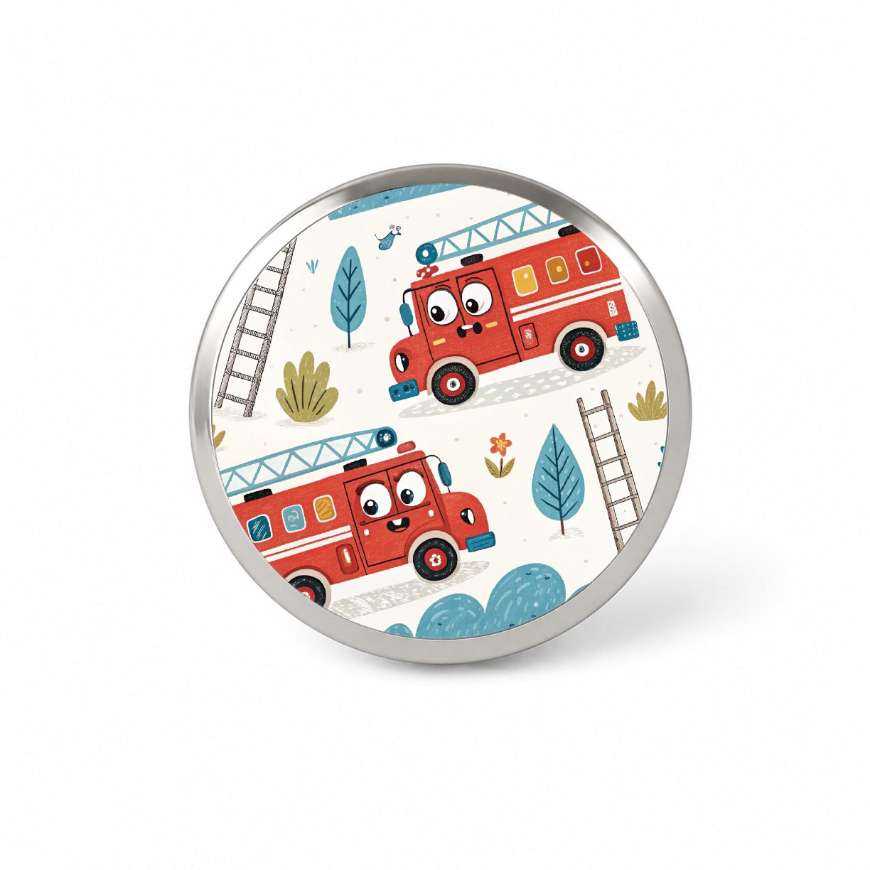 Firetrucks Cartoon Style Novelty Hat Backpack Lapel Pin