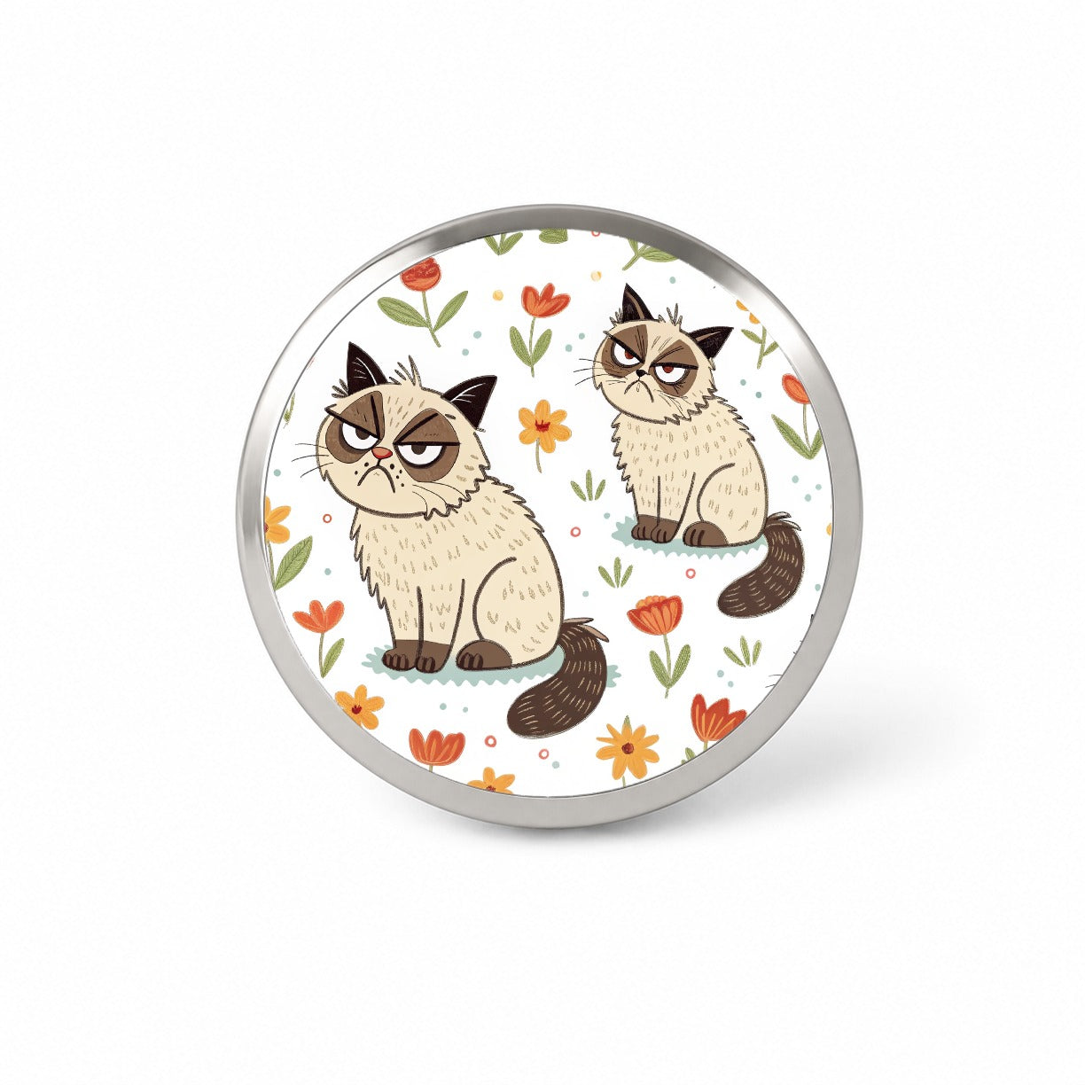 Grumpy Persian Cat Novelty Hat Backpack Lapel Pin