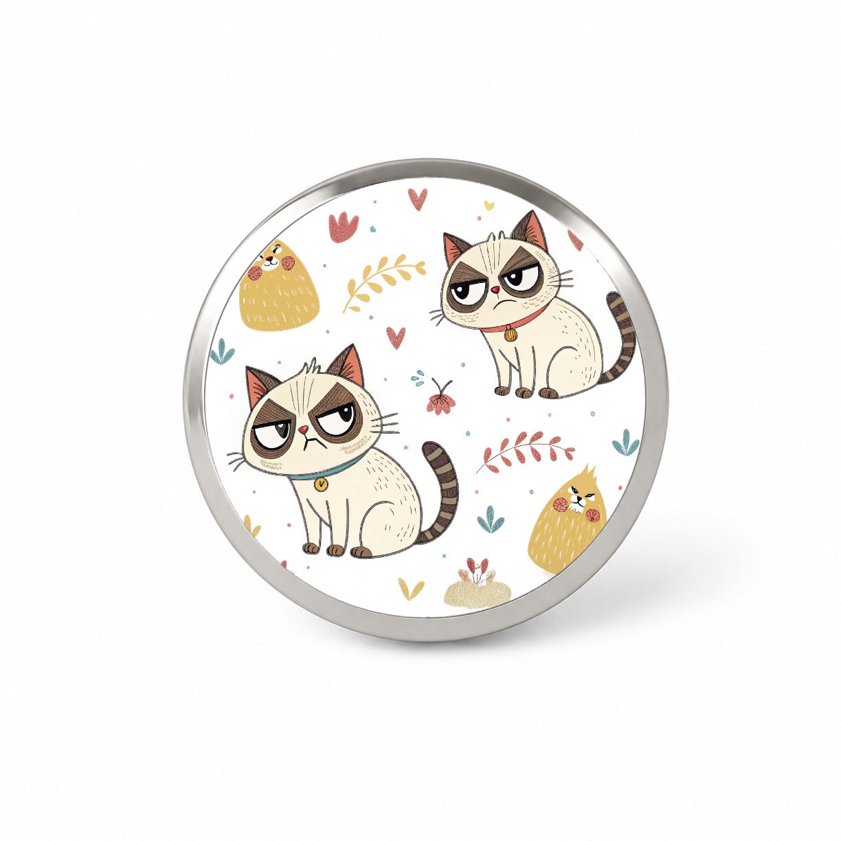 Grumpy Persian Kitties Cats Novelty Hat Backpack Lapel Pin
